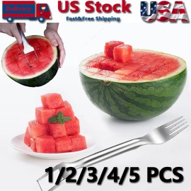 Unbranded  Watermelon Slicer Cutter,2-in-1 Fork Stainless Steel Fruit Cutting Artifact - 1 Pcs
