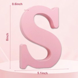 AOCEAN 8 Inch Pink Wood Letters Unfinished Wood Letters for Wall Decor Decorative Standing Letters Slices Sign Board Decoration for Craft Home Party Projects (S)
