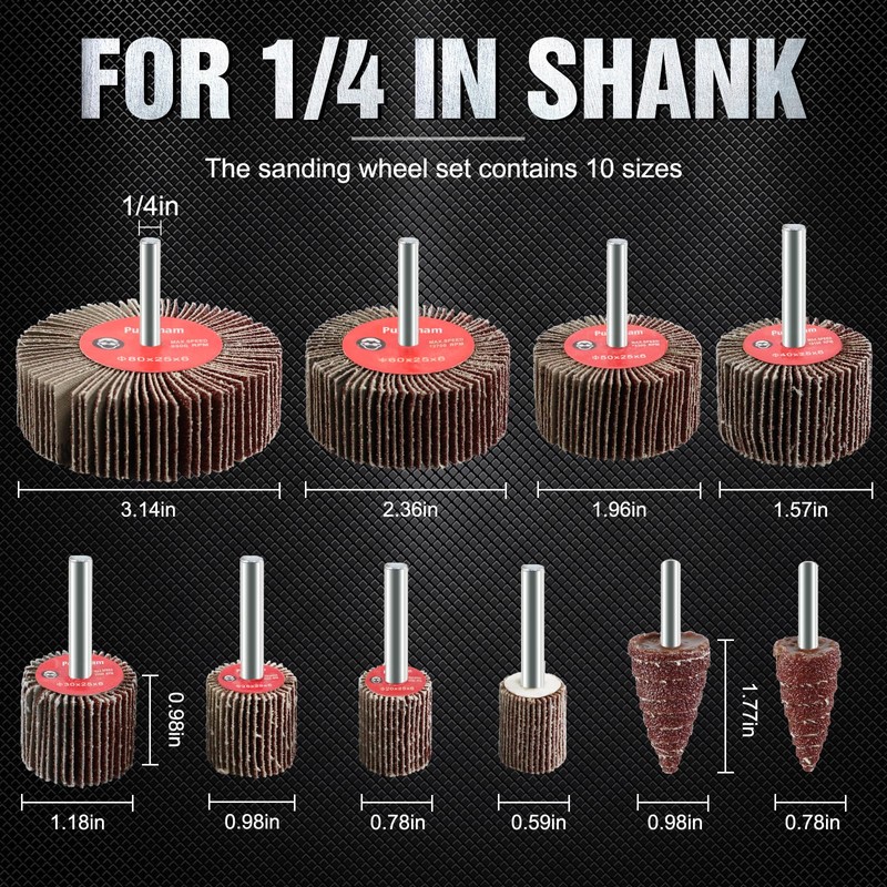 Pukamam 20 Pcs Flap Wheel Sander Set 80 Grit Sanding