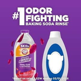 ARM & HAMMER Odor Blasters Deep Rinse and Revitalize Fabric Rinse, Laundry Additive, Eliminates Sweat and Musty Odors, Fresh Escape Scent, 50 fl oz