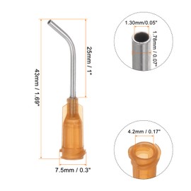 HARFINGTON 12pcs Blunt Tip Dispensing Needles, 15 Gauge 45 Degrees Bent Dispensing Tips 1" End Angled Dispenser Needle with Luer Elbow Blunt Needle for Oil or Glue Applicator, Amber