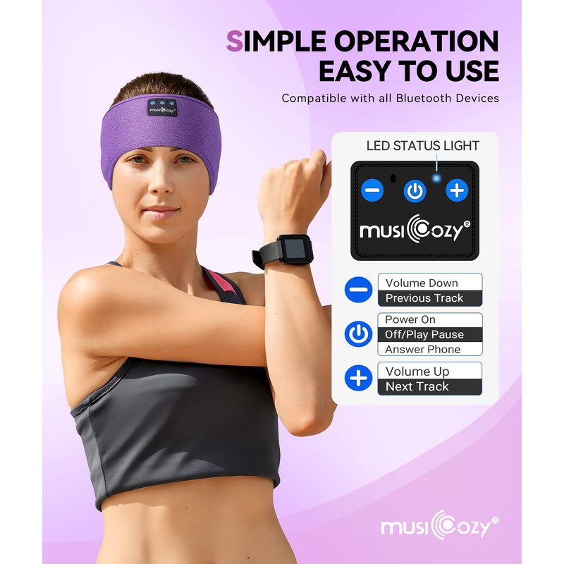 MUSICOZY - Auriculares con Diadema Bluetooth 5.4 con micrófono Integrado,