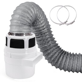 【Upgraded】 NOORNY 3 in 1 Indoor Dryer Vent Kit Lint Trap Bucket Dryer Vent for Apartment - with Double Layer 4-Inch by 5-Feet Gray Proflex Duct, for Electric Clothes Dryers