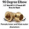 Elbow Brass 90 Degree Elbow Pipe Fittings 1/2" Male x