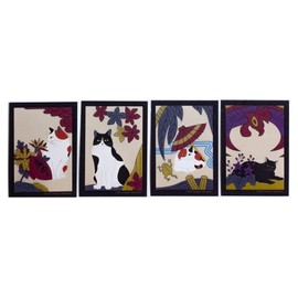 Cute Cat Sticker Flower Card Sticker [Nagatsuki, Kannazuki, Chimotsuki, Wrinkles] Set of 4 Types