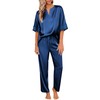 Ekouaer Satin Womens Pyjamas Sets Loungewear with Drawstring Cosy Nightwear