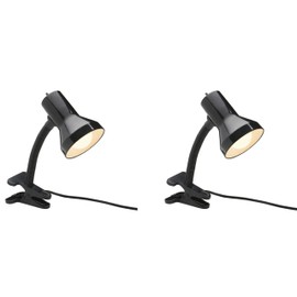 Xtricity Desk Lamp with Clamp Base and Adjustable Gooseneck, 6W A19 LED Bulb Included, 120 Volt, Convenient On/Off Switch, 10.25 Inches Tall (26cm), Black Finish (2 Pack)