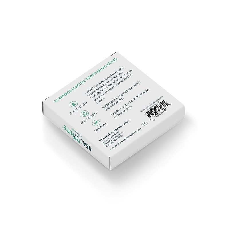 Primal Life Organics - Replacement Real White Sonic Brush Heads,