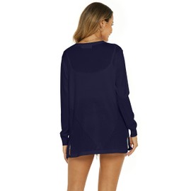 Ietaoo Women's Cardigan Summer Cardigan Elegant Long Jacket Lightweight Long Sleeve Open Cardigan Summer Jacket, navy blue