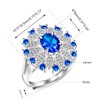 Uloveido Simulated Sapphire Rings Luxury Firework Adjustable Size Big Oval