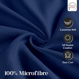 Rohi Navy King Size Flat Sheet Microfibre – Ultra-Soft, Durable, and Hypoallergenic Flat Sheets for Standard and Oversized Mattress Flat Bed Sheet (Navy – 255 x 270cm)