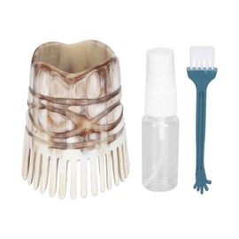 Short Horn Shampoo Comb Massaging Short Horn Scalp Scratcher Comb with 20ml Essential Oil Bottle Light Brown