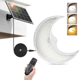 SunBonar Solar Moon Lights Indoor/Outdoor, Daytime & Night 3200K/4000K/6000K Dimmable Solar Shed Light with On Off Switch/Remote/Timer, Easy to Use Ceiling Lights for Home Patio Porch Garden Gazebo