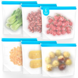 YUXIANLB 6 Stück Versiegelte Gefrierbeutel Lebensmittelaufbewahrungsbeutel Salatbeutel In GallonengrößE SnackbehäLter Plastik Sandwichbeutel Sicher Wiederverwendbar Zum Aufstellen Auslaufsicher Frisch