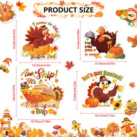 PHOGARY Thanksgiving Cruise Door Decorations 20pcs Fall Refrigerator Magnets, Autumn Cruise Ship Door Magnetic, Turkeys Magnets for Metal Doors Car Fridge Thanksgiving Carnival Ship Decor