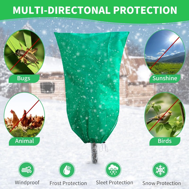 4 Pack Plant Covers Freeze Protection, 32''W x 48''H 2.5oz/yd²