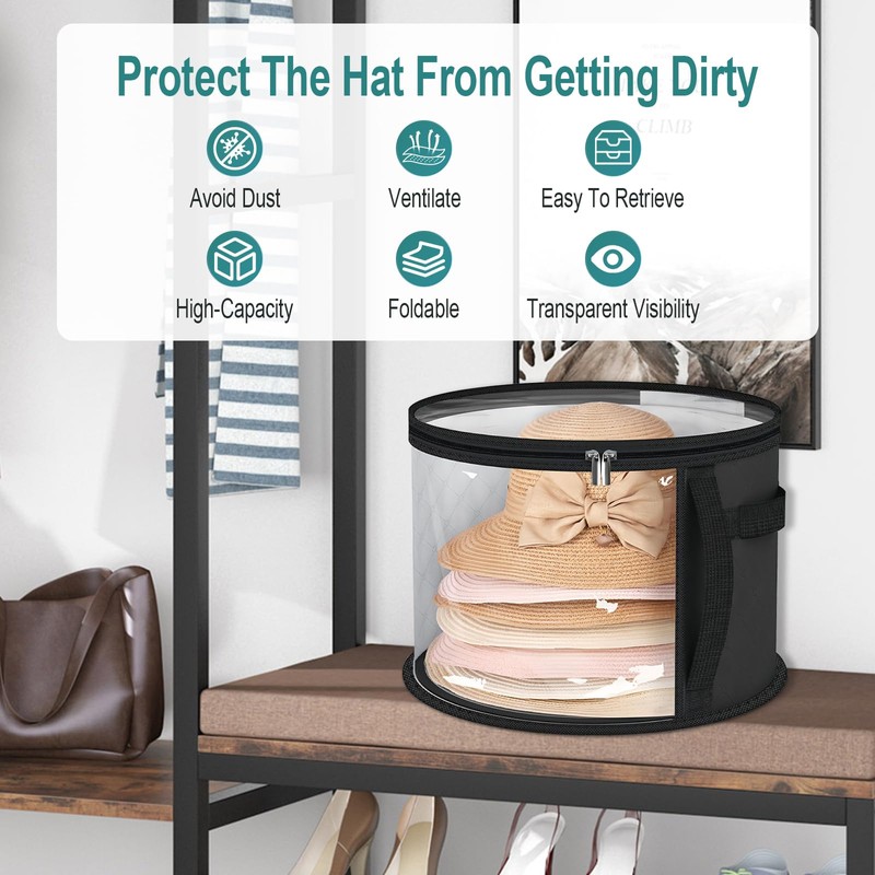 Clear Hat Storage Bag, Holds up to 7 Caps Cowboy