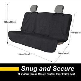 LoyaGour Back Seat Cover for Car Trucks Van SUV,Waterproof Rear Bench Towel Seat Covers for Dogs and Kids,Automotive Backseat Protector (Black)
