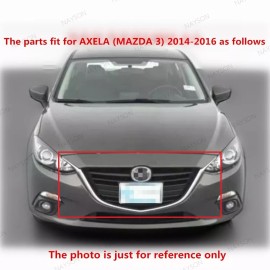 NAYSON 7PC For AXELA MAZDA 3 2014 2015 2016 Front Grille w/Chrome Trim +Bumper Brackets