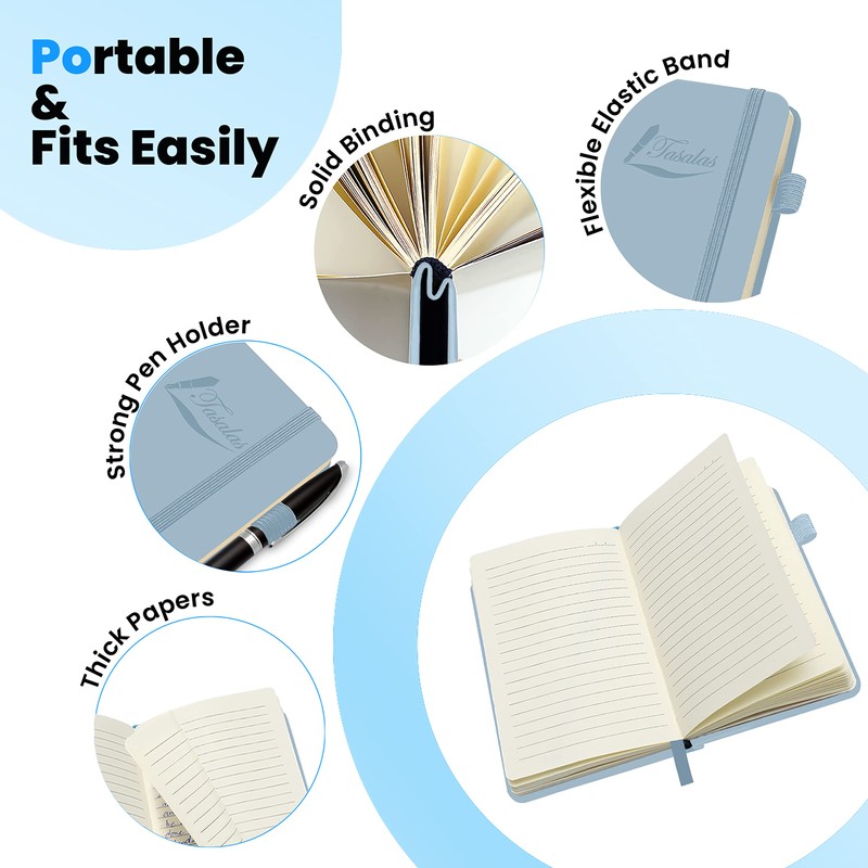 Tasalas Pocket Notebook Portable A6 Notebooks with Inner Pocket and