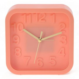 MIJOMA Analog Quartz Alarm Clock Table Clock Retro Design 13x13cm (Coral Red)