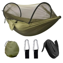 Hängematte Camping,260 x 140 cm Outdoor Hängematte,Tragbare Hängematte,Hängematte Moskitonetz,300 kg Tragkraft Reisecamping Hängematte,Mit Aufhängegurten,Karabinern Und Reisetasche