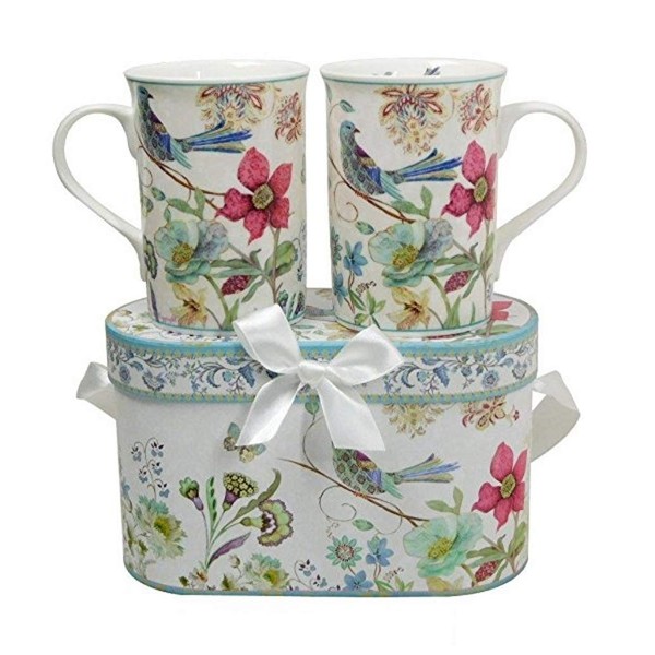 Lightahead Elegant Bone China Two Mugs set in Blue bird