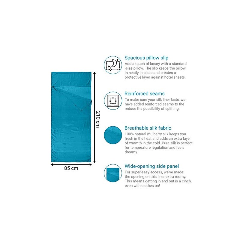 Nod-Shop 100% Pure Silk Sleeping Bag Liner - Ultralight just