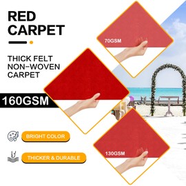 Red Carpet Runner for Party, Premium 160 GSM Felt Non-Woven Fabric Runway Rug for Party Wedding & Special Events,Rolled Package Without Creases (Red, 3X15 ft)
