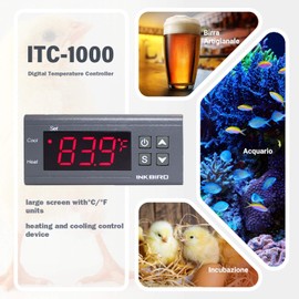 Inkbird ITC-1000F 2 Stage Temperature Controller Cooling and Heating Modes Celsius and Fahrenheit