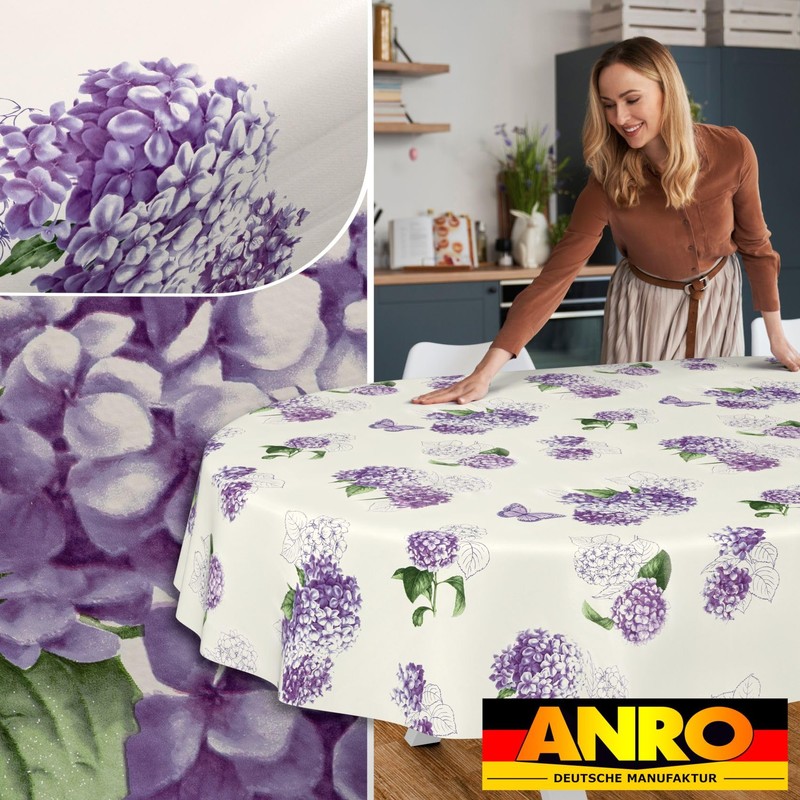 ANRO Oilcloth Tablecloth Wax Tablecloth Washable Garden Tablecloth Round Oval