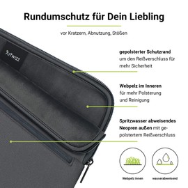 Artwizz Neoprene Sleeve PRO Compatible with MacBook Pro 14 (M3/M2/M1) Protective Case with Accessory Compartment, Titanium Grey, 14 Inch