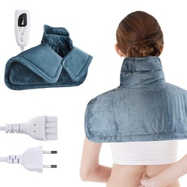 KBIBCK Heating Pad for Neck, Heat Cushion Neck with Automatic Shut-Off, Heating Pad for Back Shoulder, Washable Neck Warmer, 6 Temperature Levels & 4 Timers, Heating Pad for Home and Office (Dark