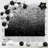 AIIKES 10x10FT Black and Silver Backdrop Silver Flash Backdrop Silver
