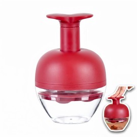 4-Cherry Pitter Tool, Easy Press Cherry and Olive Pit Remover with Catch Container, Time-Saving Kitchen Gadget for Baking and Jam - Red