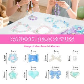 AstraGlam Assorted Beads Bracelet Making Kit, 100+Pcs Charms Keychain Making Kit with String Keyring Clips Cute Bow Heart Acrylic Beads for Bracelets Jewelry Making Girls Crafts DIY Phone Bag Charms