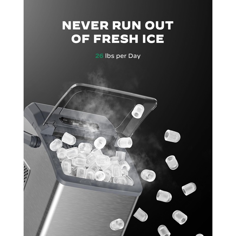 Silonn Countertop Ice Maker Machine, 26 lbs per Day, Fast