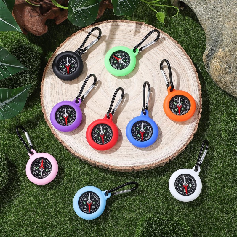 BESPORTBLE 9-Piece Carabiner Compass: Portable Navigation Compass for Hiking, Camping
