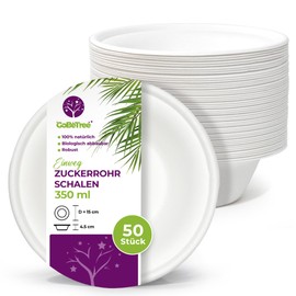 GoBeTree 50 Sugar Cane Paper Bowls 350 ml Disposable Bowls Soup Bowls Paper Bowls Biodegradable Soup Bowl Party Tableware Wedding Picnic