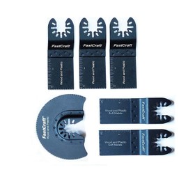 FastCraft 6pc Bi Metal Blades, Steel Blades & Half Moon Saw Blade All Industrial & PRO Grade Tough Cutting for Oscillating Tools