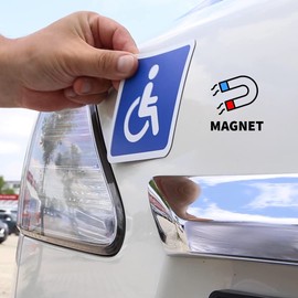 2 x Magnetic Signs for Wheelchair Users 15 x 15 cm + 2 x Stickers Disabled Sign Magnetic Film Car Wheelchair