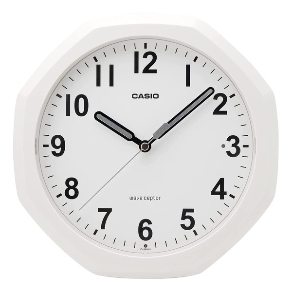 CASIO IQ-888NJ-7JF Wall Clock, Radio Clock, Cream, Analog, Automatic Lighting, Second Hand Stop, Can be Used as a Stand-alone