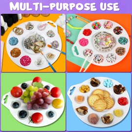 Halobios 8-Pack Plastic Paint Tray Palettes, 10 Wells Acrylic Paint Palettes Set with Hanging Hole for Kids or Students, Watercolor Palette Painting Tray for School, Art Class & DIY Projects & Party