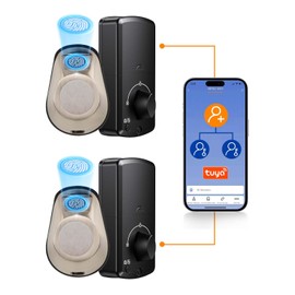 SEPOX® 2PC Set Smart Deadbolt Lock - 5-in-1 Keyless Entry (Fingerprint, Bluetooth, WiFi, Tuya APP, Key) - Auto Lock/Unlock, Front & Bedroom Door Compatible, Lever & Knob