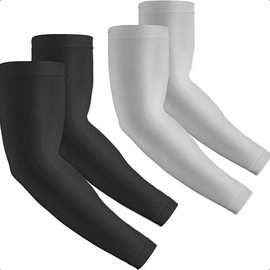 2 Pairs UV Protection Cooling Arm Sleeves Compression Sun Sleeves for Men Women Youth, Tattoo Cover Up, UPF 50 - Color: 2 Pairs: 1 Pair Black & 1 Pair Light Gray