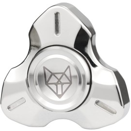 FREELOVE Metal Fidget Spinner for Adults, Stainless Steel Heavy Spinning Toys, Small Mini 2nd Fox Hand Gyro, Bearing Premium Long High Spin Fidget Block, Silver