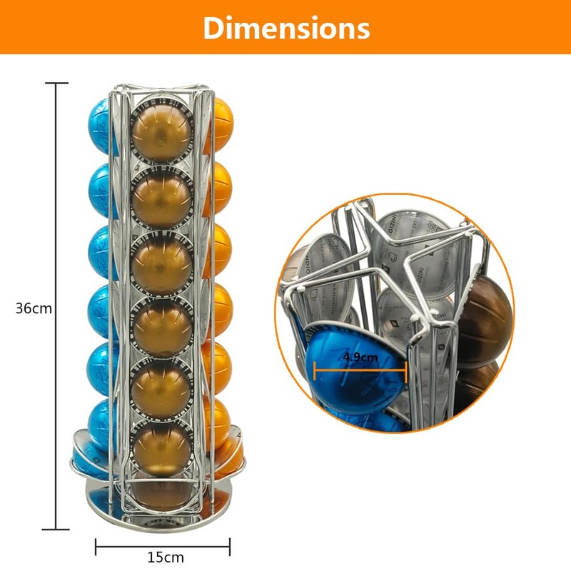 Meelio Coffee Vertuo Pod Holder Carousel Stand for 28 Nespresso