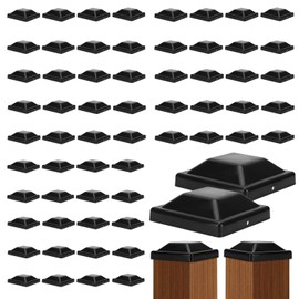 RHBLME 60 Pack 4x4 Post Caps, Black Fence Post Caps (3-5/8"), Deck Post Caps with 120 Screws, Made from Durable Plastic, Keep Post from Cracking and Rotting, for Fence Wood Post of Corridors Decks