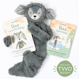 Slumberkins Ibex Snuggler & 2 Board Books Complete Set Bundle | Promotes Emotional Courage, Resilience & Empathy | Social Emotional Tools for Ages 0+ (Ibex Kin Snuggler + 2 Board Books)
