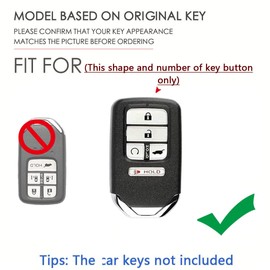 SANRILY Sliver-edge 5 Button Key Fob Cover for Honda Accord Civic Fit Pilot Odyssey CRV Clarity CRZ HRV Ridgeline EX EX-L Accessories Keyless Key Case with Bling Keychain Beige